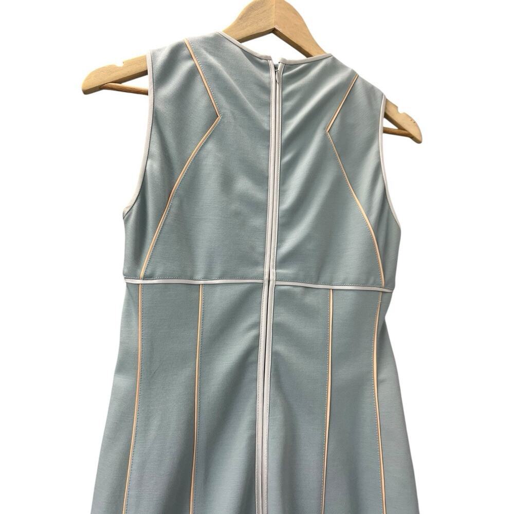 Narciso Rodriguez Sage Green Wool Shift Midi Dress Contrast Piping Size 4 EU 40 - Picture 4 of 15